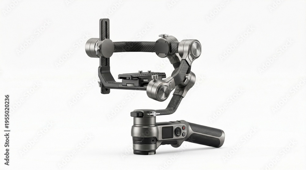 Naklejka premium Professional camera stabilization gimbal for smooth video footage and dynamic camera movements