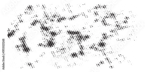 Abstract Halftone Pattern with Scattered Dots and Gradients.