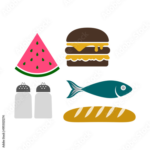 Colorful and diverse culinary icons a delightful spread of various food items for dining
