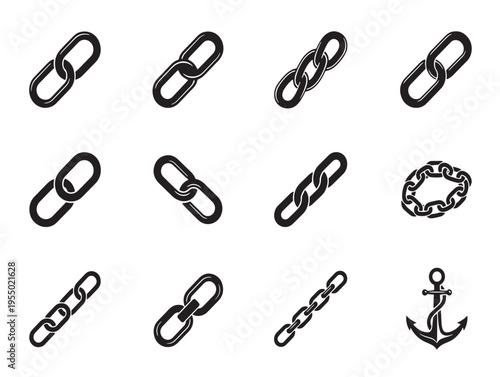 A collection of chain links and an anchor