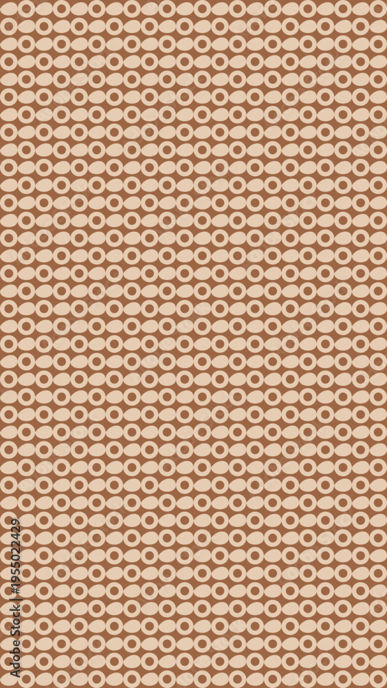 Fototapeta premium Elegant brown pattern: an artistic and repetitive design of circles and diamonds on a brown background, perfect for creating visually engaging textures.