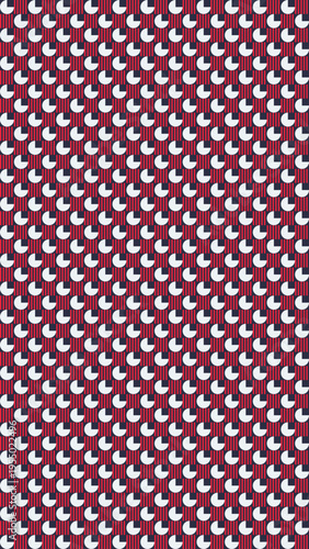 Geometric pattern fabric: a captivating fabric with a visually interesting design, showcasing a repeating pattern of small, curved shapes, creating an eye-catching aesthetic