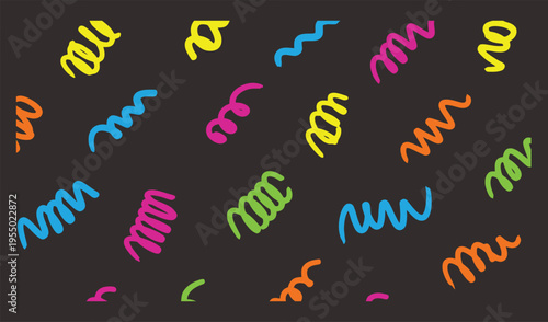 A colorful illustration of squiggly lines on a dark background
