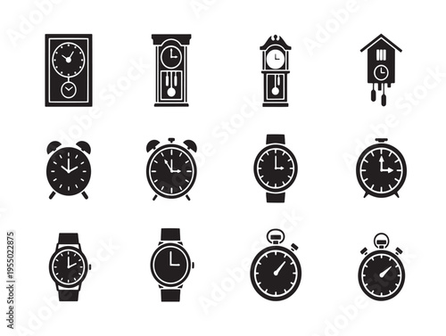 A collection of various wristwatches and clocks
