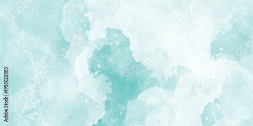Soft cyan and mint watercolor background with bright aesthetic paint texture.