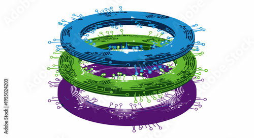 Abstract Circuit Board Layers with Connection Points