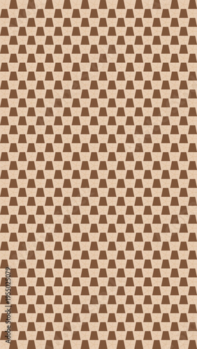 Geometric Patterns in Brown and Beige: A repetitive pattern of brown geometric shapes on a beige background creates a visually captivating display