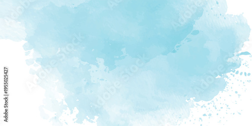 Abstract sky-blue watercolor background with soft paint splash and artistic texture.