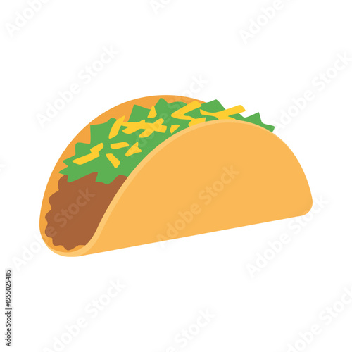 A delicious, savory taco filled with seasoned ground beef and topped with fresh, shredded green lettuce and cheese