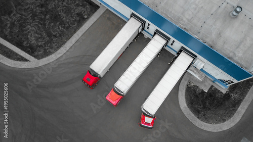 Foto logistics center top view from drone