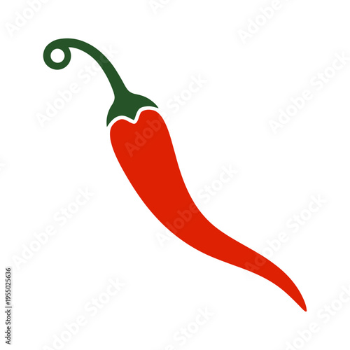 Bold red chili pepper vector icon, perfectly symbolizing spicy food and hot, vibrant flavor