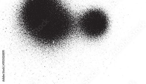 Black spray paint splatters and aerosol texture isolated on white background for graphic design elements and grunge effects with brush stroke