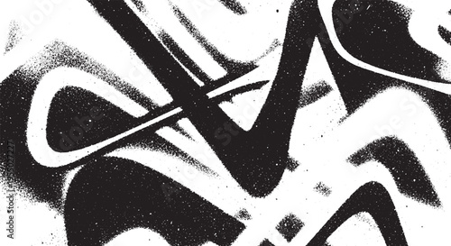 Abstract black ink graffiti splash and swirling lines on a white background, dynamic spray paint texture, street art