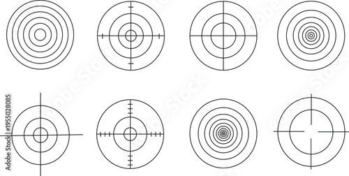set of minimalist concentric circle targets for precision focus and accuracy training