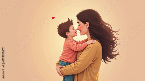 Vector illustration of mother and child love