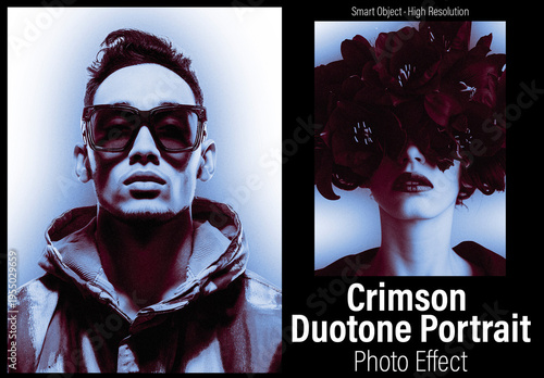 Crimson Duotone Portrait Photo Effect