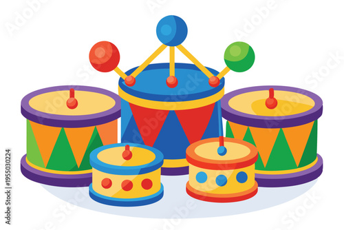 kids toy drums vector on white background