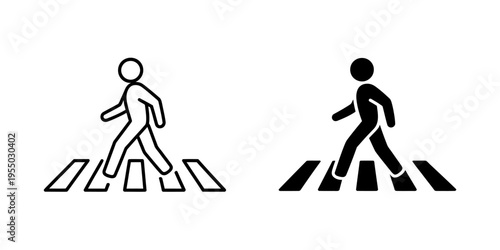 Crosswalk signs with pedestrian figures