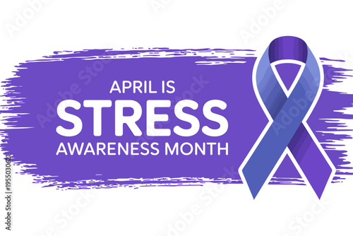 Stress awareness month purple ribbon