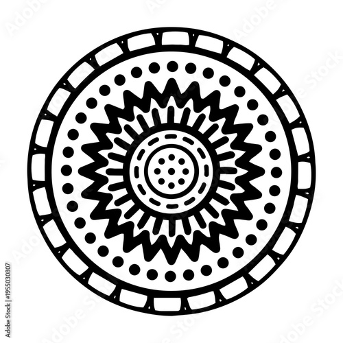 Vector black and white abstract round mandala element. Основные RGB