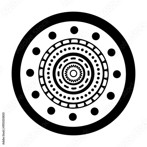 Vector black and white abstract round mandala element. Основные RGB