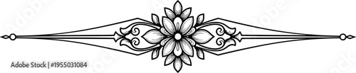 Elegant floral design element with intricate patterns and lines
