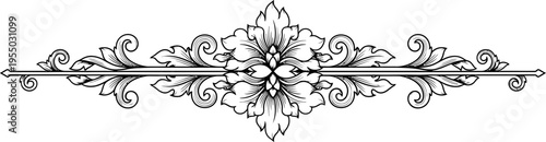 Elegant floral design element with leaves and scrolls