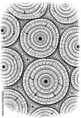 Vintage Anatomical Illustration of Bone Cross Section Osteon Engraving Style