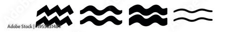 Four black wave line symbols shown in varying styles including zigzag, thick and thin wavy forms.
