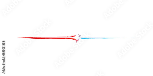 Blue fish in the water and a red fish in a bottle isolated on white with a steel metal tool and a sharp needle equipment object