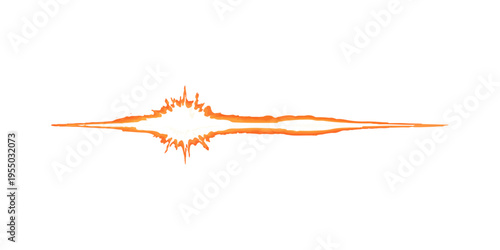 Abstract orange background design featuring red lines and thread needle patterns with a decorative nature plant illustration