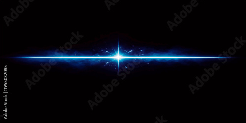 Abstract blue background featuring a bright aurora wave and glowing light rays that create a motion energy effect with dark night stars in an artistic loop design