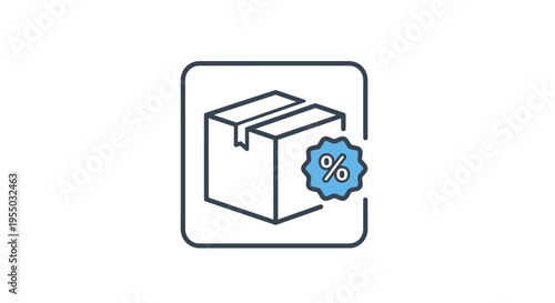 Discount package delivery box icon.