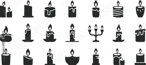 candle symbols lit candle icons holder and candelabrum