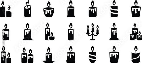 candle icon set candle silhouettes vector illustration