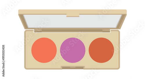 Minimal Makeup Blush Palette Flat Vector Illustration with Three Shades