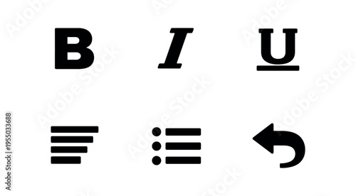 Black formatting icons for bold, italic, underline, align left, bulleted list, and undo displayed in a simple row.