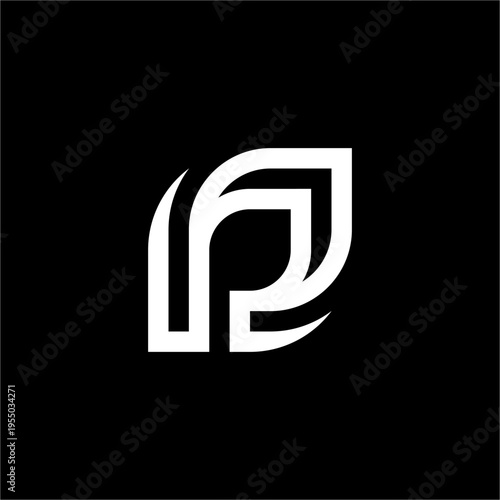 A modern, high-tech icon integrating the letter P within a sharp, organic leaf-like frame.