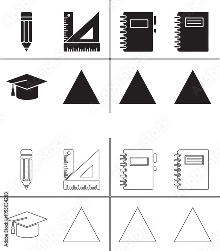  School supplies and geometry doodle illustration. Creative collage design for educational and classroom projects..eps