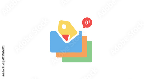 Colorful Envelope Notification Icon Set.