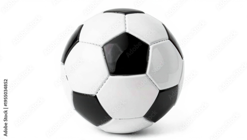 Naklejka premium Black and white soccer ball isolated on pure white background sport equipment concept