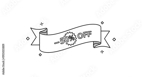 Discount Offer Banner Label Sign.