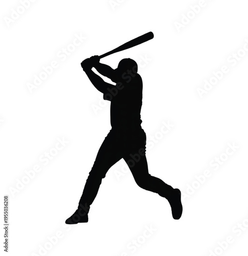 Black silhouette of a baseball player swinging a bat vector illustration EPS PNG file