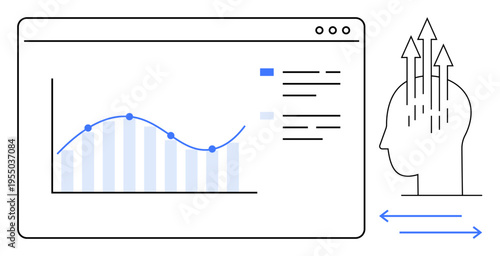 Data analysis concept. Data trends ed in a chart to illustrate growth. Data visualization guiding strategic thinking and decision-making concepts. Perfect for analytics, research, marketing