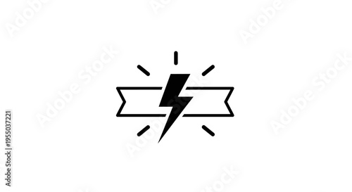 Foto Black and white lightning bolt icon.