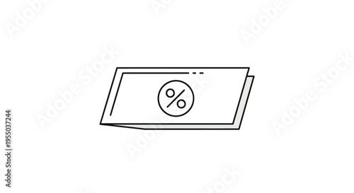 Black and white percent bill icon.