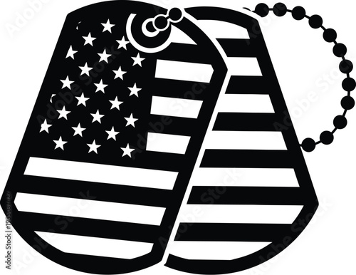 Memorial day tribute honoring fallen heroes with patriotic dog tags