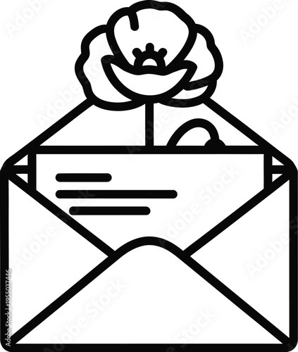 Memorial day tribute with rose and letter