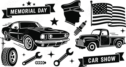 Memorial day car show tribute american vehicles patriotic event