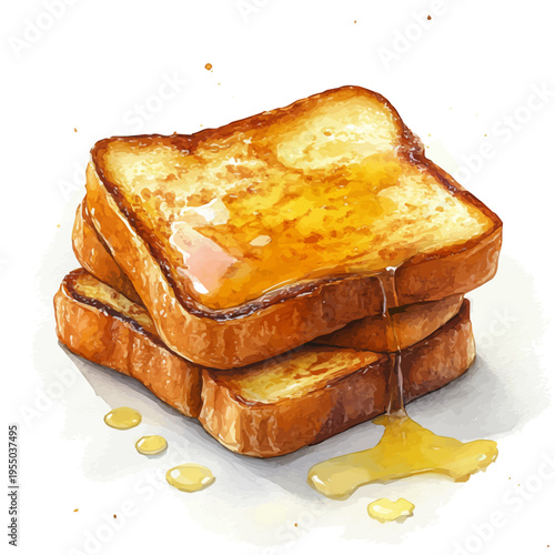 Obraz na plátne French Toast, watercolor with intricate brush textures and gentle highlights, isolated on a white background